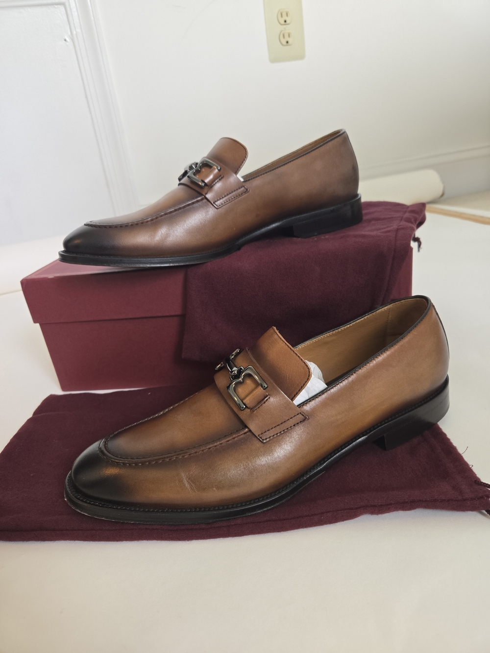 Bruno Magli Raging Leather Bit SLIP ON Loafer Cognac  MENS SIZE 11 - Picture 5 of 9